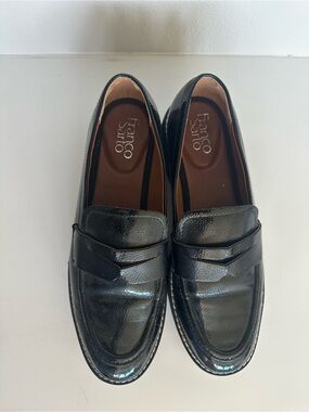 Franco Sarto Black Patent Penny Loafers